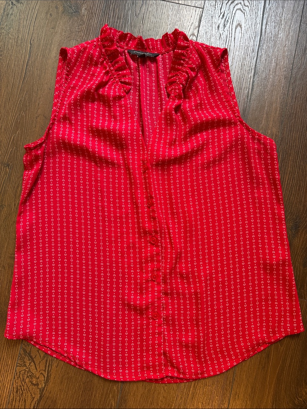❤️ Banana Republic Sleeveless Ruffled Red Printed Blouse Small ❤️